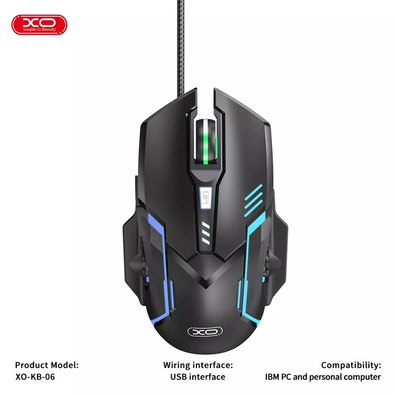 ست گیمینگ موس و کیبورد سیمی با نورپردازی RGB ایکس او KB-06