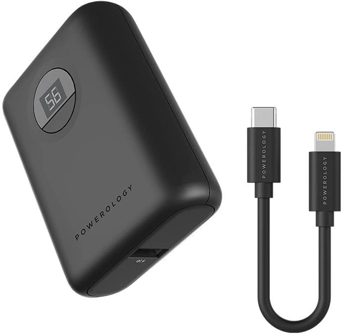 پاوربانک 20 وات 10000 با کابل پاورولوژی Powerology Ultra-Compact PD Power Bank PPBCHA04