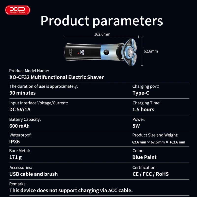 ریش تراش چند منظوره ایکس او XO-CF32 Smart Electric Shaver