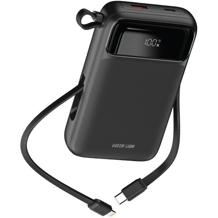 پاوربانک وایرلس 20000 به همراه کابل متصل گرین لاین Green Lion Luzern MagSafe Power Bank GNLEZ20KPBBK