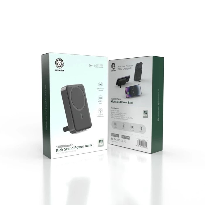 پاوربانک وایرلس 20000 به همراه کابل متصل گرین لاین Green Lion Luzern MagSafe Power Bank GNLEZ20KPBBK