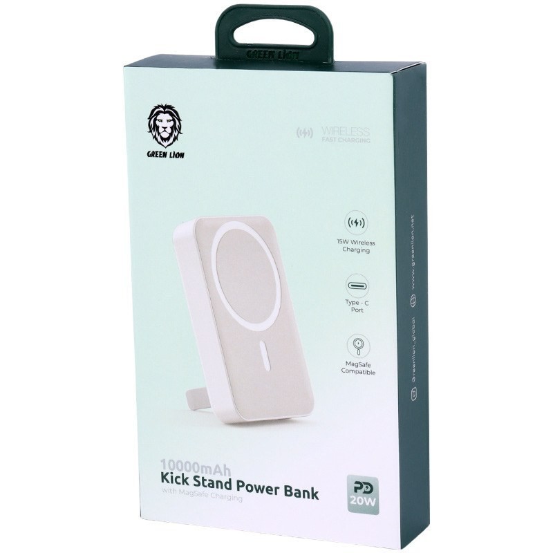 پاور بانک وایرلس 10000 با پایه گرین لاین Green Lion Kick Stand Power Bank GNKIK10KPBBK