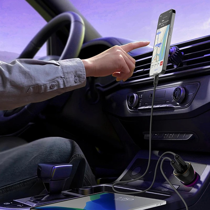 شارژر فندکی 60 وات با کابل همراه الدینیو LDNIO Car Charger C104