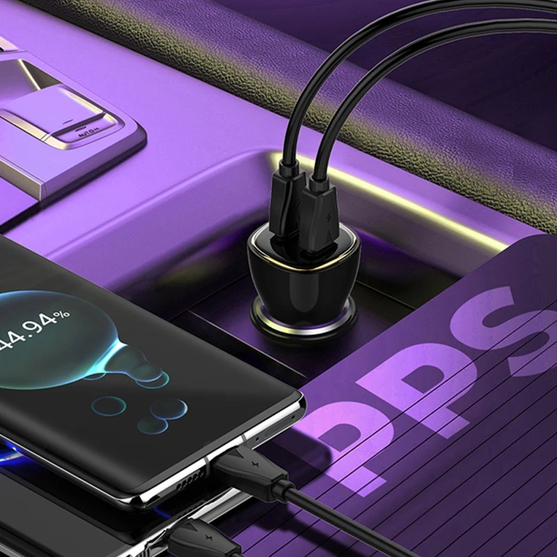 شارژر فندکی 60 وات با کابل همراه الدینیو LDNIO Car Charger C104
