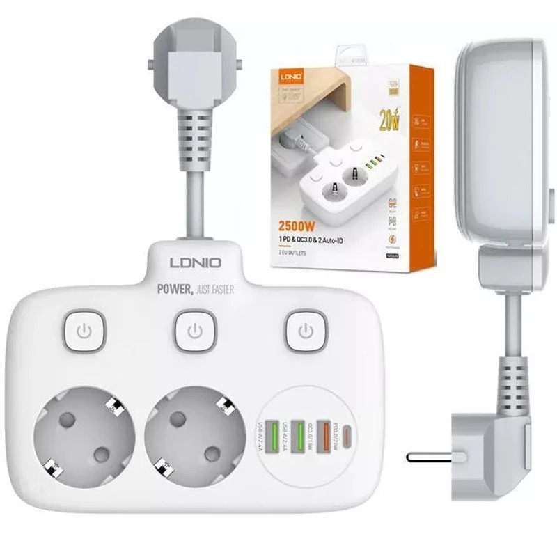 چند راهی برق الدینیو Ldnio 2500W Outlets SE2435