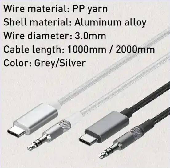 کابل تبدیل تایپ سی به جک 3.5 میلیمتری 2 متر الدینیو Ldnio Type-C To 3.5MM Audio Cable LS-Y82C