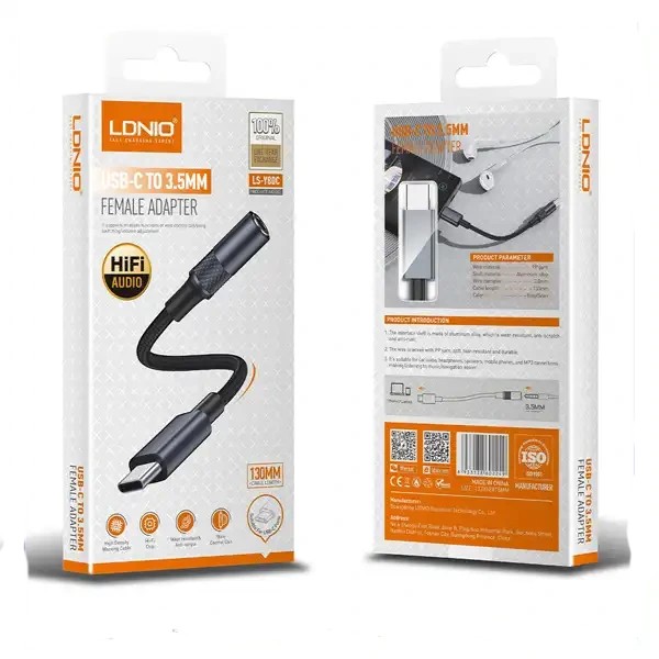 تبدیل اصلی تایپ سی به جک 3.5 میلیمتری الدینیو LDNIO Type-c to 3.5mm LSY80C