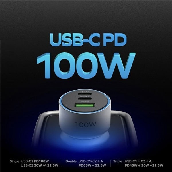 شارژر فندکی سه پورت 100 وات مومکس Momax MoVe Car Charger UC17E