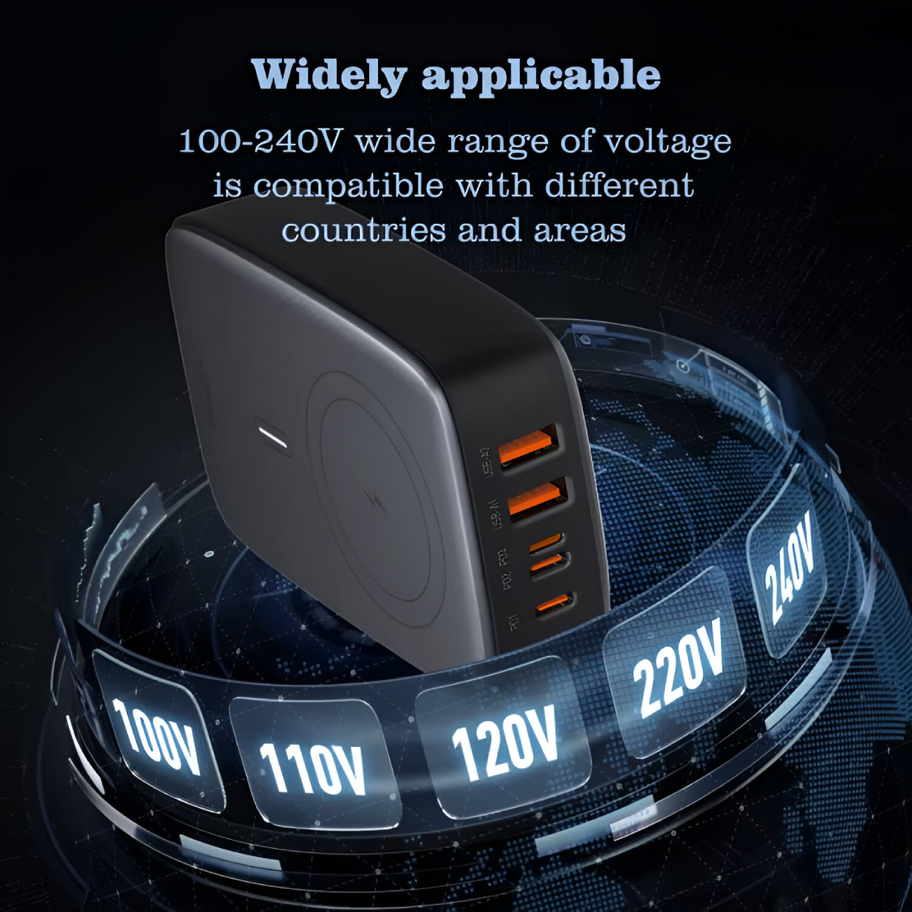 شارژر وایرلس رومیزی 5 پورت 140 وات الدنیو Q4010