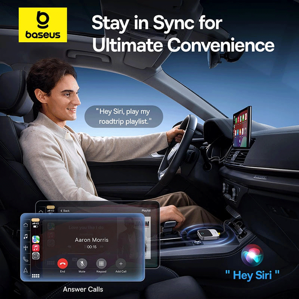 دانگل بلوتوث CarPlay خودرو بیسوس C10745100813-00 BS-CG027