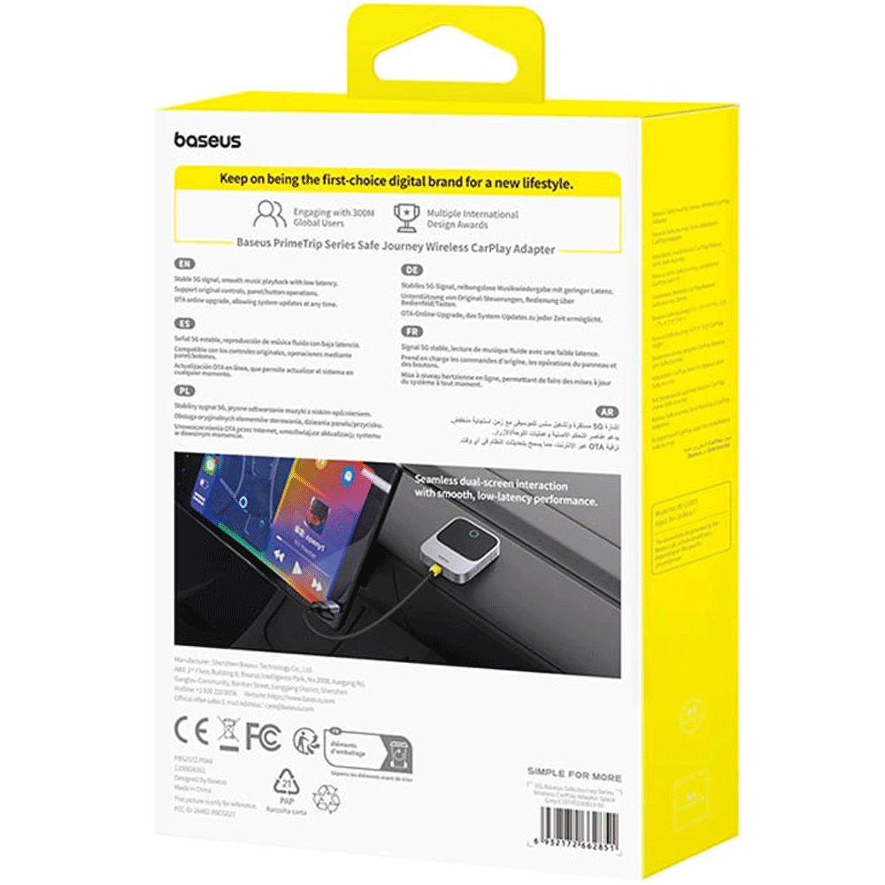 دانگل بلوتوث CarPlay خودرو بیسوس C10745100813-00 BS-CG027