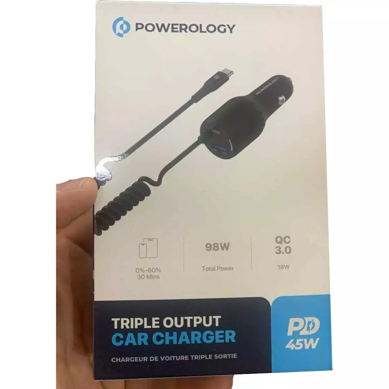 شارژر فندکی فست شارژ ماشین تایپ سی 98 وات پاورولوژی PCCSR015