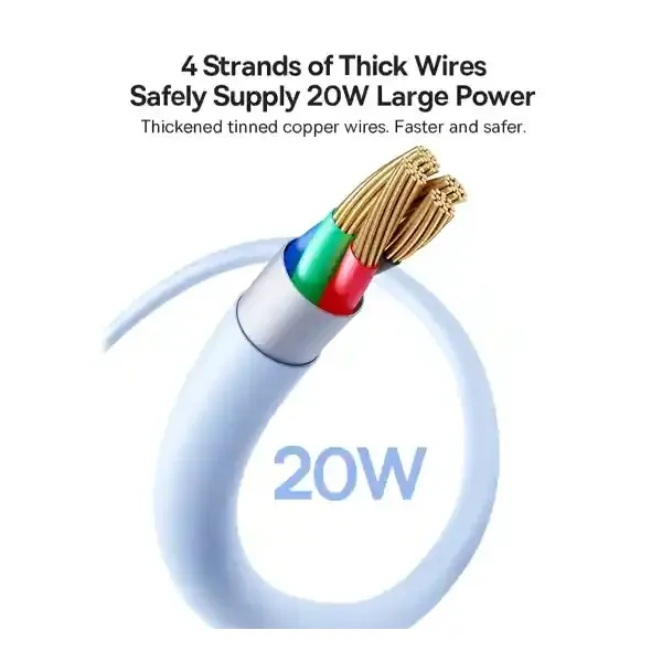 کابل شارژ لایتنینگ به تایپ سی یک متر بیسوس Baseus Silky Series 1m 20W USB-C to lightning CB000116