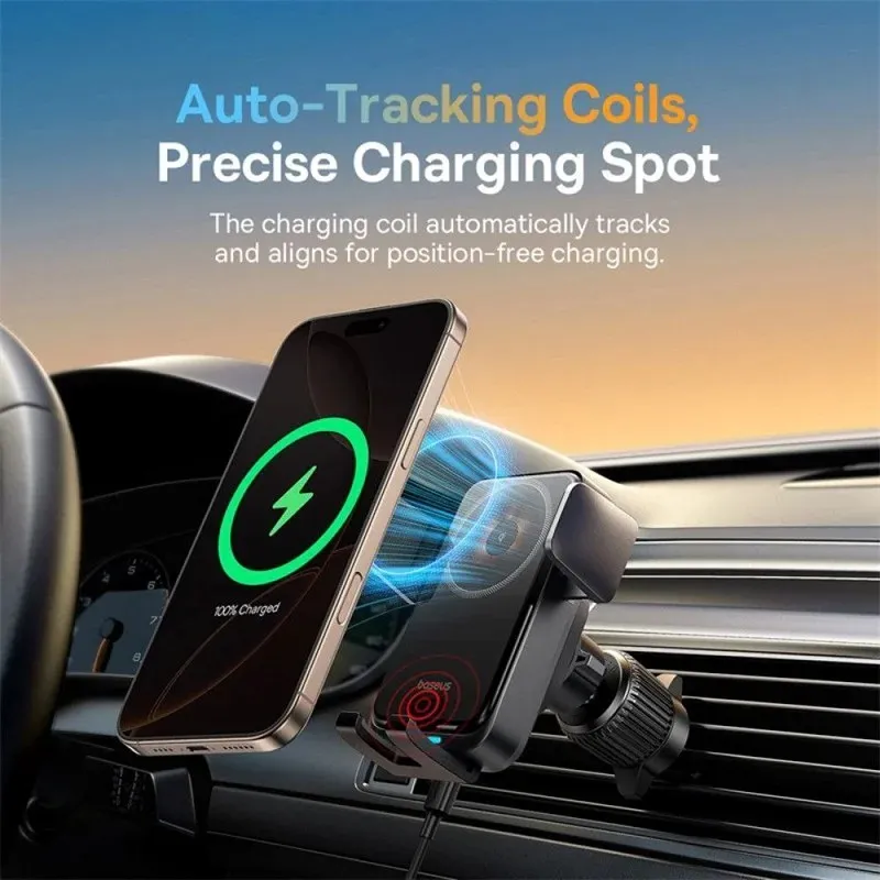 هولدر وایرلس دریچه کولری بیسوس Baseus Wisdom Pro Wireless Car Mounnt BS-CM051
