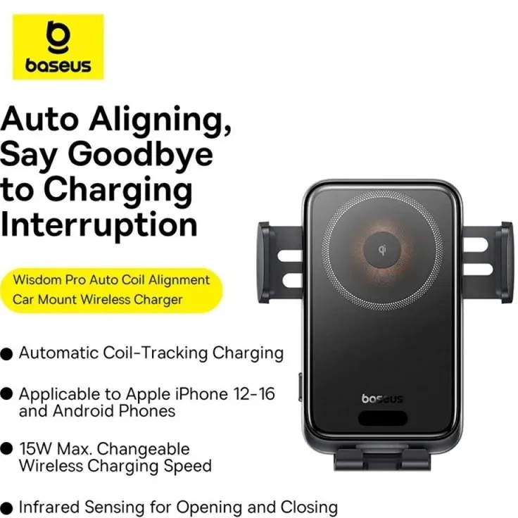 هولدر وایرلس دریچه کولری بیسوس Baseus Wisdom Pro Wireless Car Mounnt BS-CM051