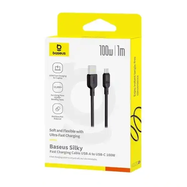 کابل تایپ سی 100 وات یک متر بیسوس Baseus Silky Series 1m 100W USB to USB-C CB000113