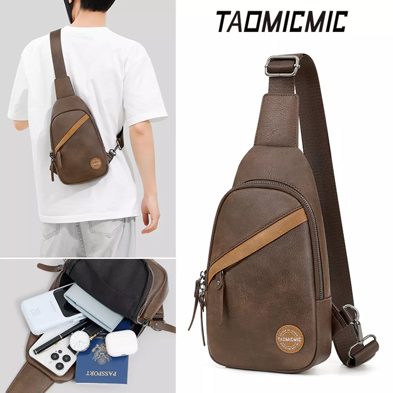 کوله کراس بادی چرمی تائومیک میک S3162