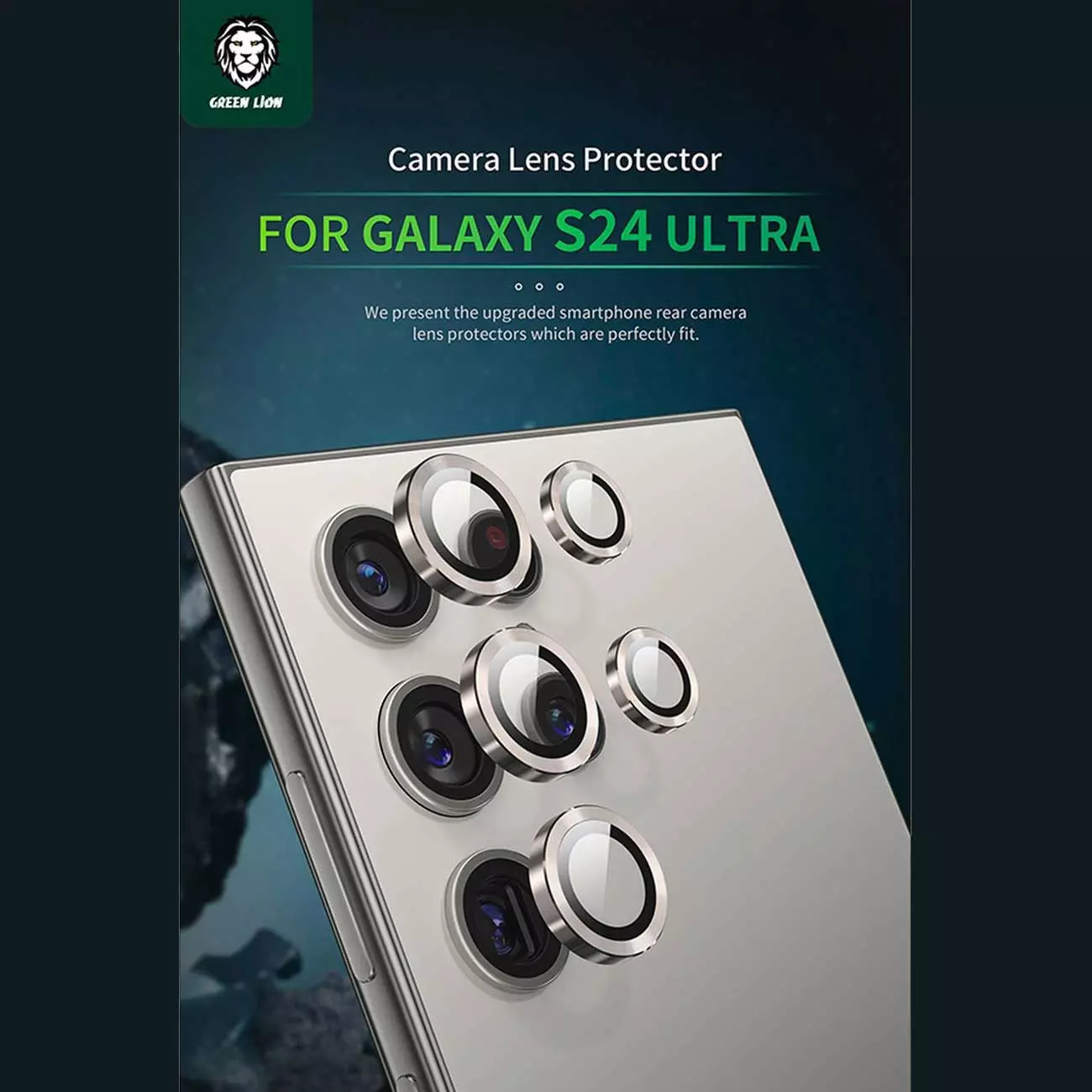 محافظ لنز دوربین گوشی سامسونگ Galaxy S24 Ultra گرین لاین GNCLNSARS24UBK