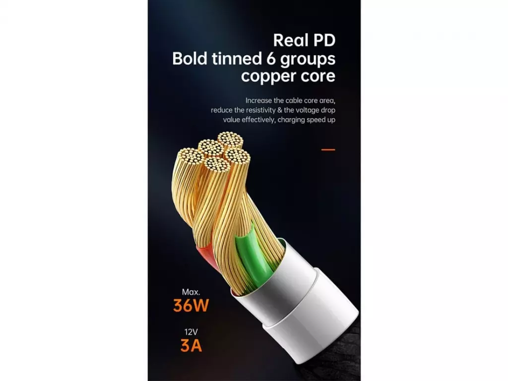کابل شارژ سریع تایپ‌سی به لایتنینگ 1.2 متری مک‌دودو Mcdodo PD Fast Charge 36W CA-7650
