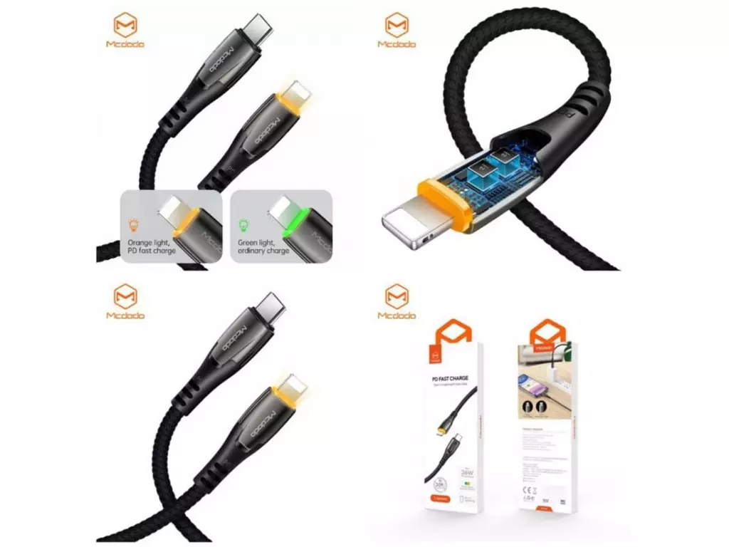 کابل شارژ سریع تایپ‌سی به لایتنینگ 1.2 متری مک‌دودو Mcdodo PD Fast Charge 36W CA-7650