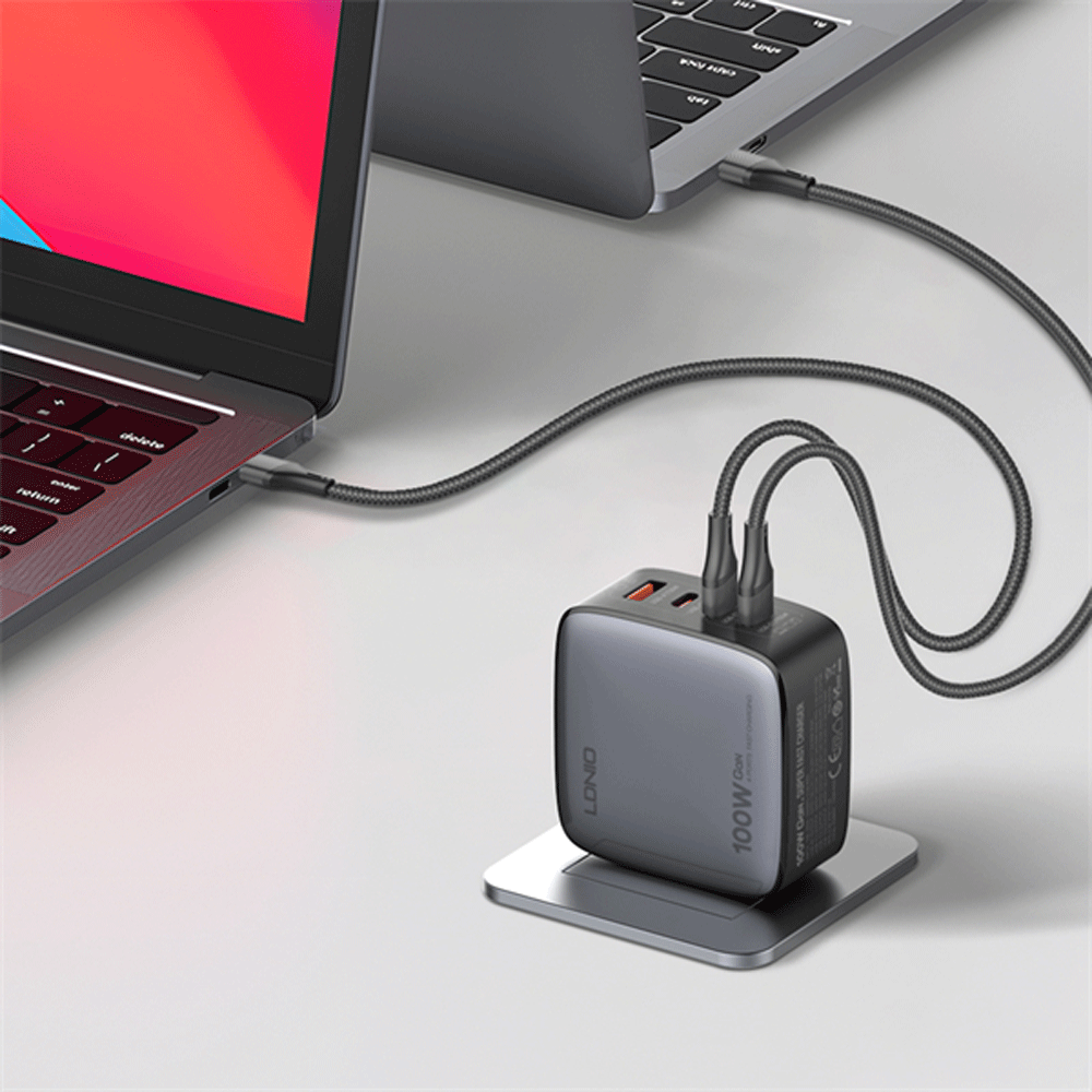 شارژر دیواری شارژ سریع 100 وات USB و Type-C الدنیو Q408