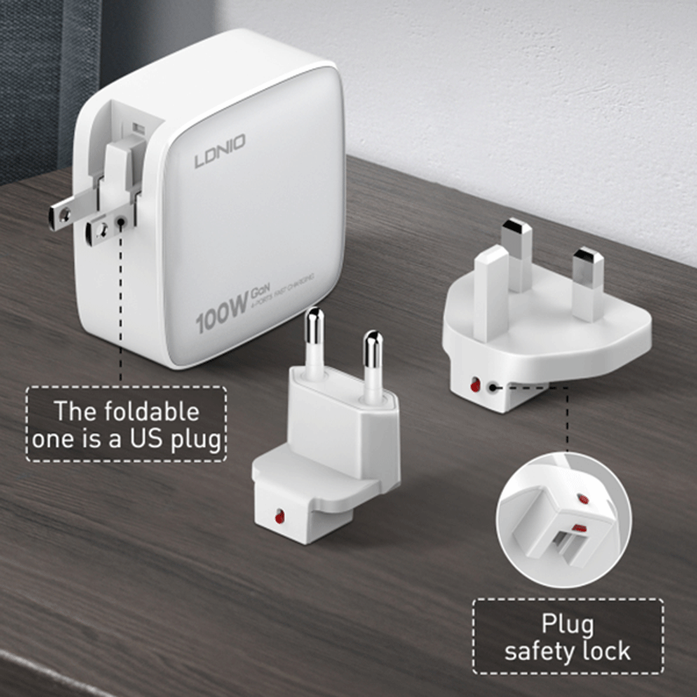 شارژر دیواری شارژ سریع 100 وات USB و Type-C الدنیو Q408