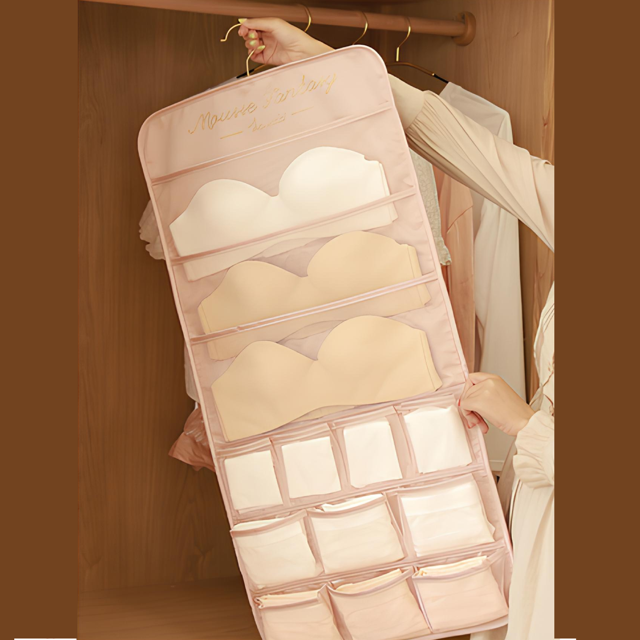 کاور آویز نظم دهنده لباس زیر و جوراب دوطرفه Mousse Fantasy