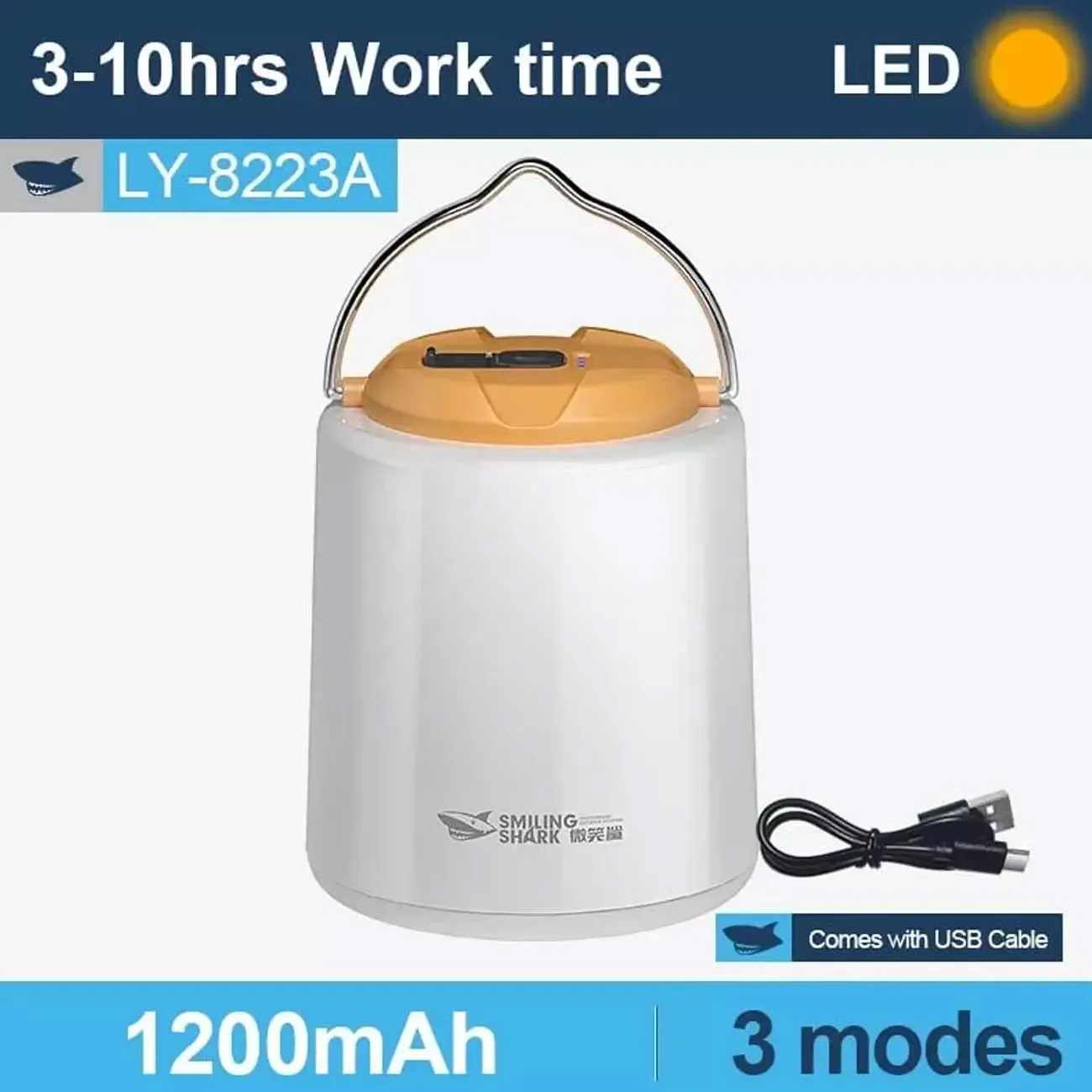 چراغ کمپینگ شارژی ضدآب اسمایلینگ شارک LY-8223