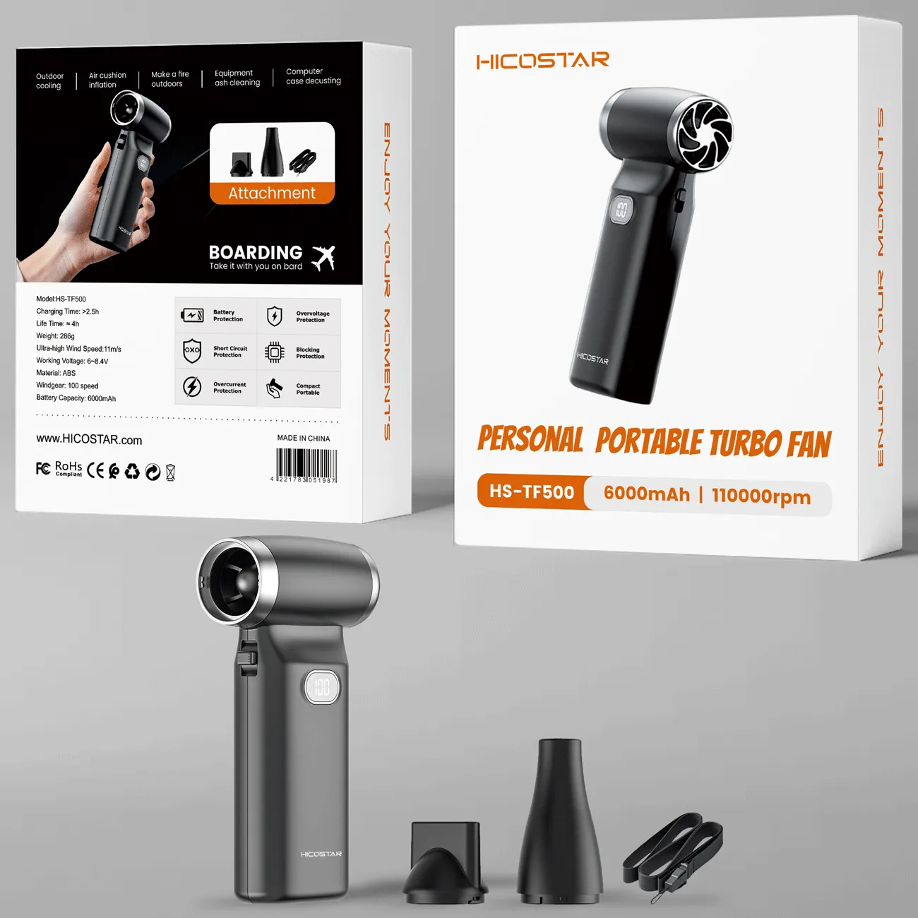 پنکه دستی توربویی شارژی HS-TF500
