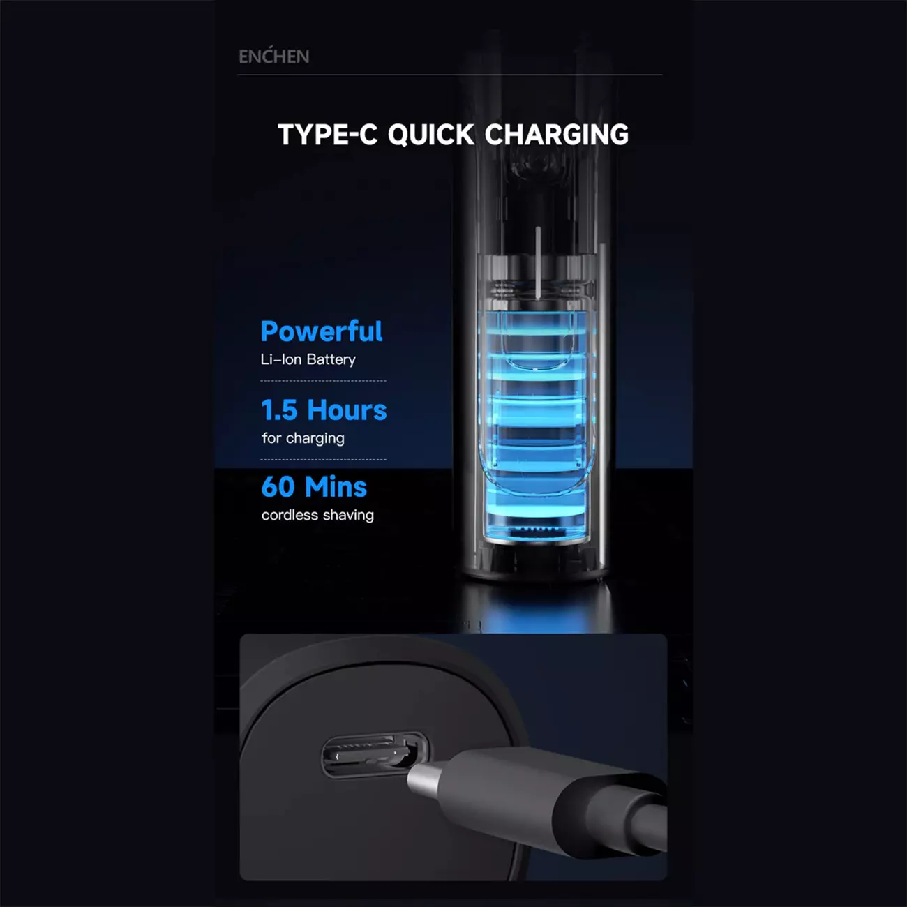 ریش تراش شارژی ضد آب اِنچن شیائومی Blackstone 8