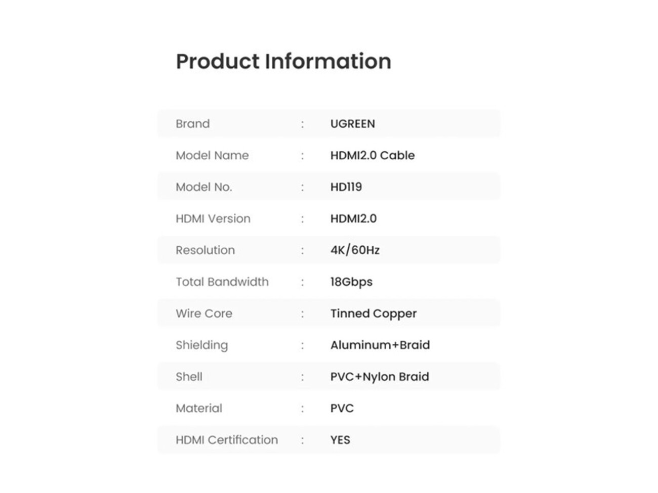 کابل اچ دی ام آی یوگرین Ugreen HD119 40107 HDMI Male To Male Cable 25M