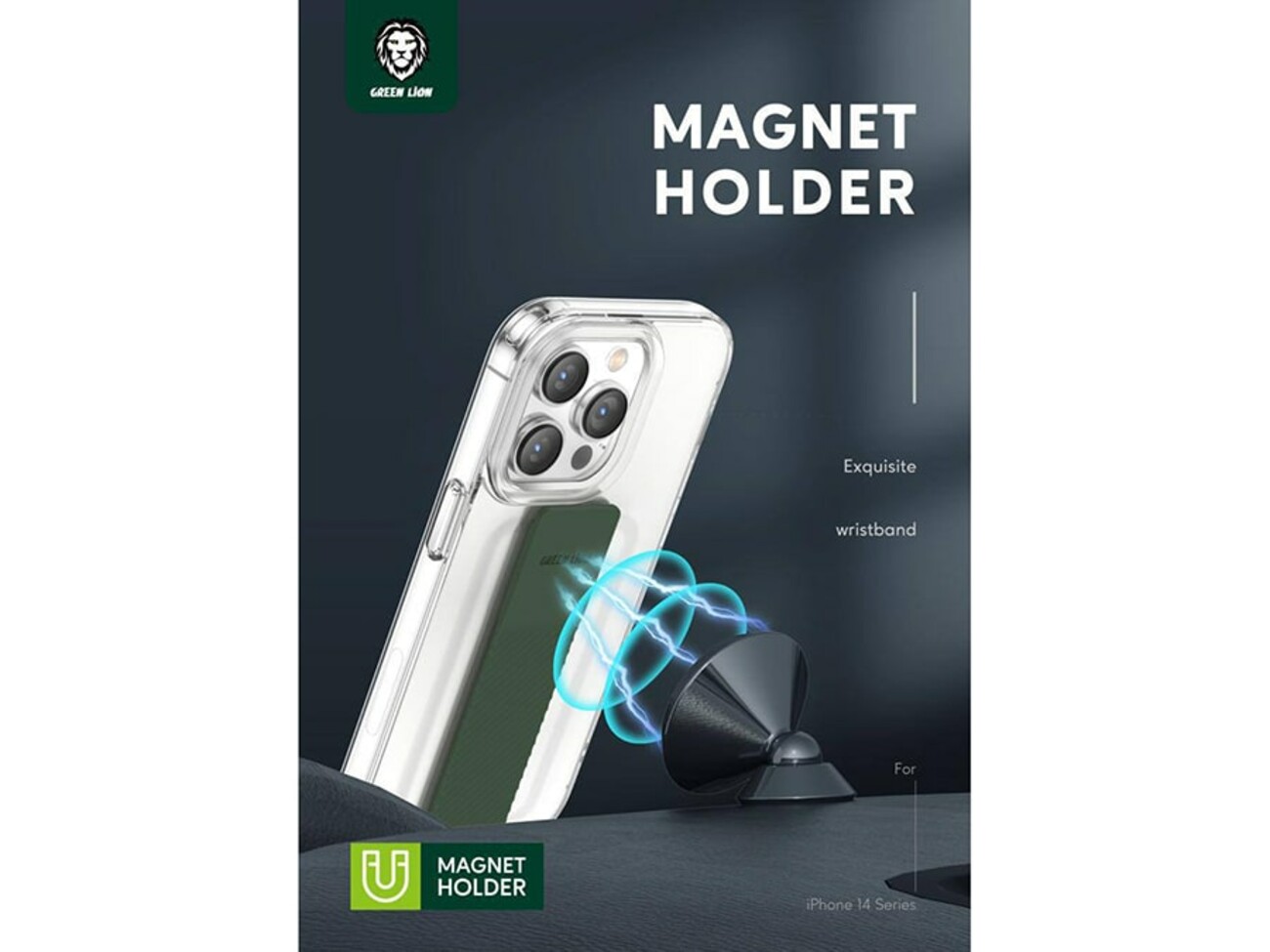 قاب محافظ شیشه ای آیفون 14 پرو گرین Green iphone 14 Pro London Grip Case