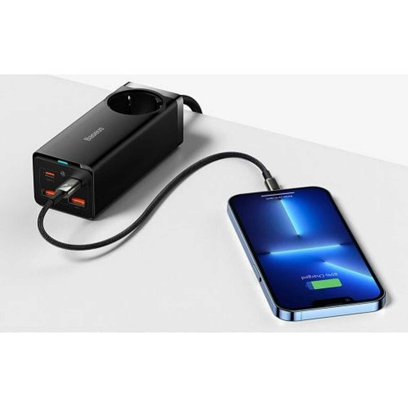 چندراهی برق یک سوکت، دو یو اس بی و دو تایپ سی 100 وات شارژ سریع رومیزی بیسوس
