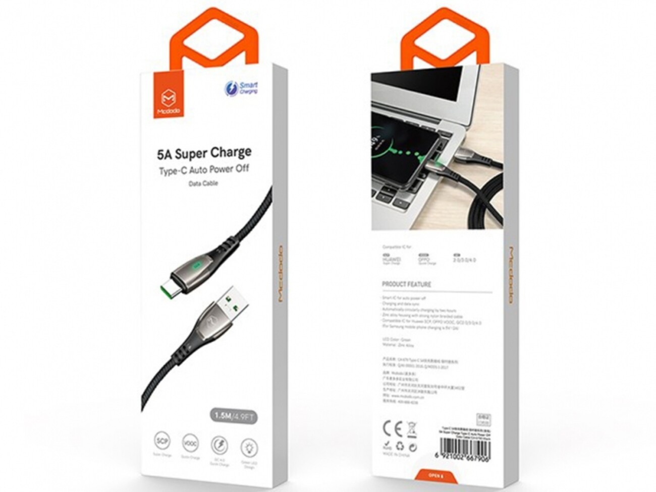 قیمت کابل شارژ سریع 1.5 متری تایپ سی مک دودو MCDODO Auto Power Off Type-C Cable 1.5M CA-679