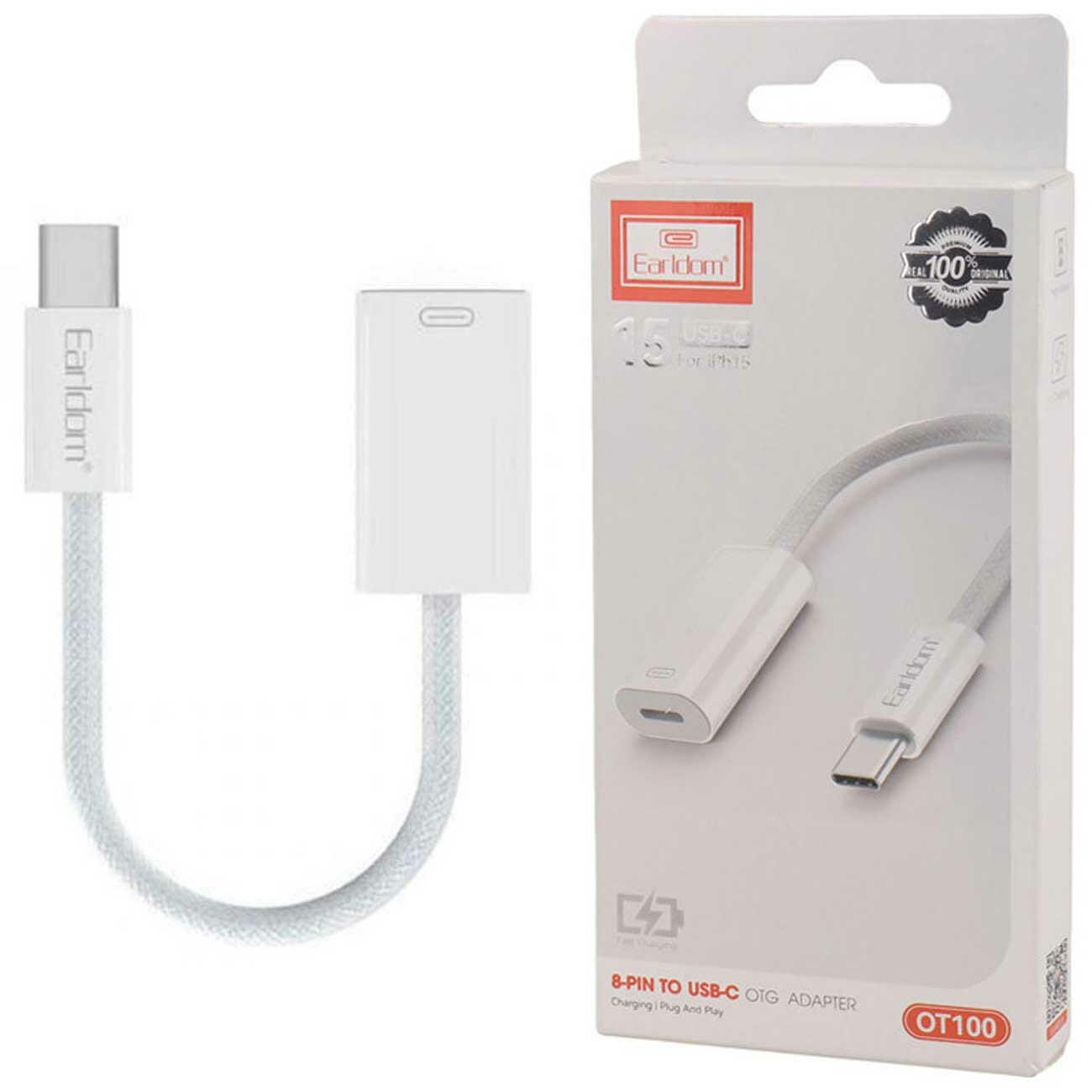 مبدل اوتی‌جی آیفون 15 تایپ‌سی به لایتنینگ ارلدام OT100