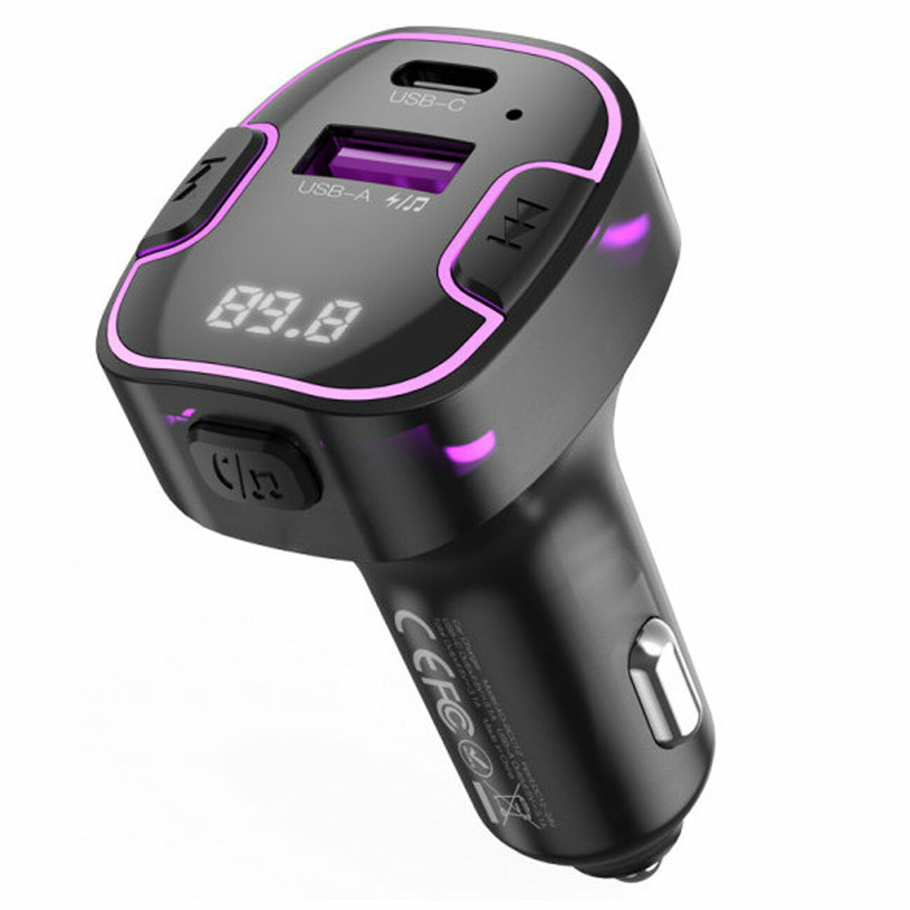 شارژر فندکی فست شارژ ماشین تایپ سی و گیرنده افام بلوتوثی ایکس او BCC12