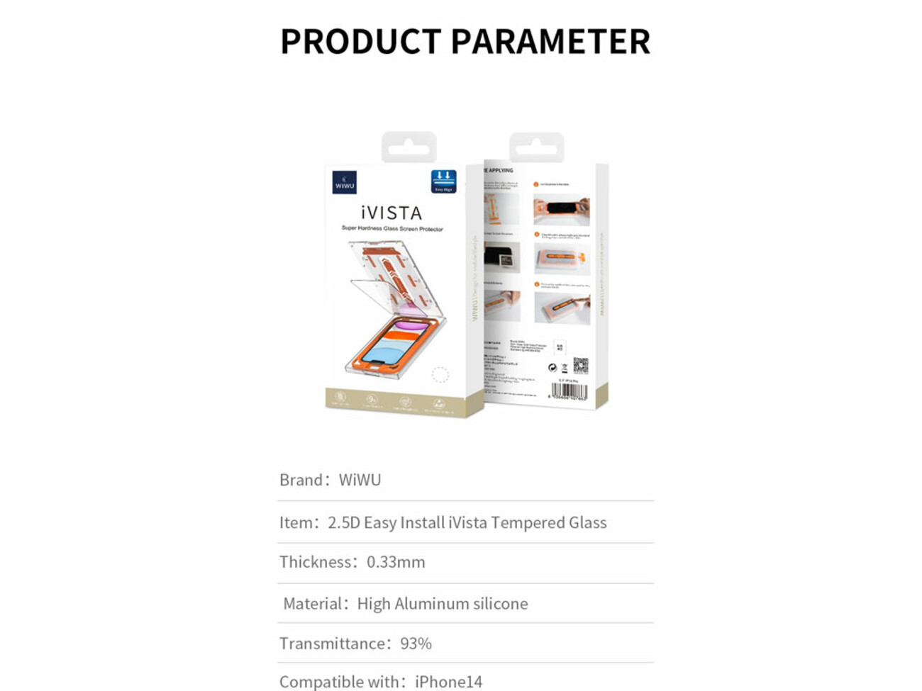 گلس آیفون 14 پرو ویوو WiWU Easy instal tempered glass for IP14 pro SQ-005