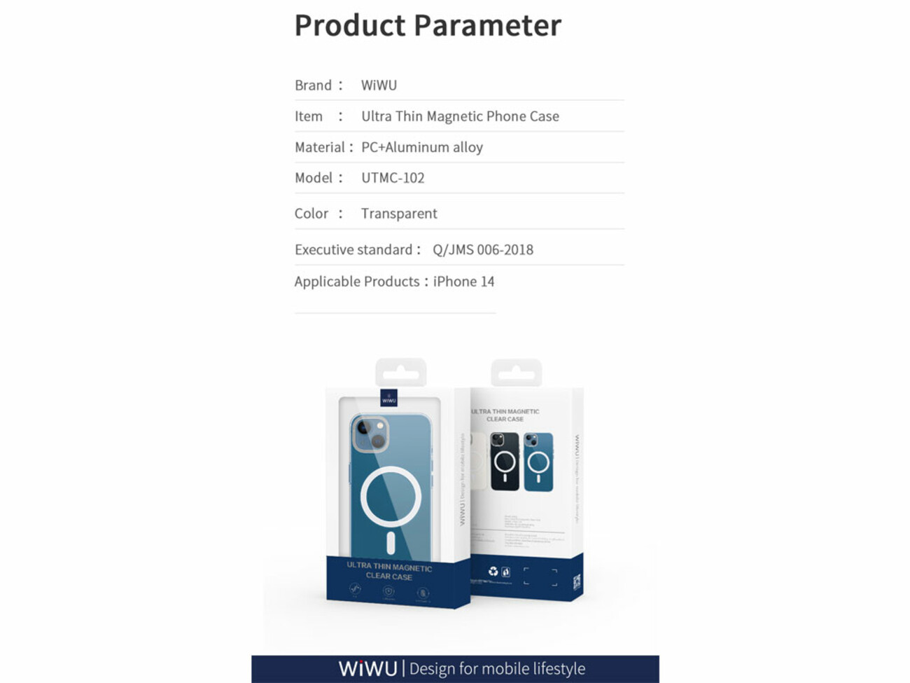 خرید قاب شفاف مگنتی آیفون 14/ 6.1 اینچ ویوو WiWU Ultra Thin Magnetic Phone Case for IP 14/6.1 MCC-102