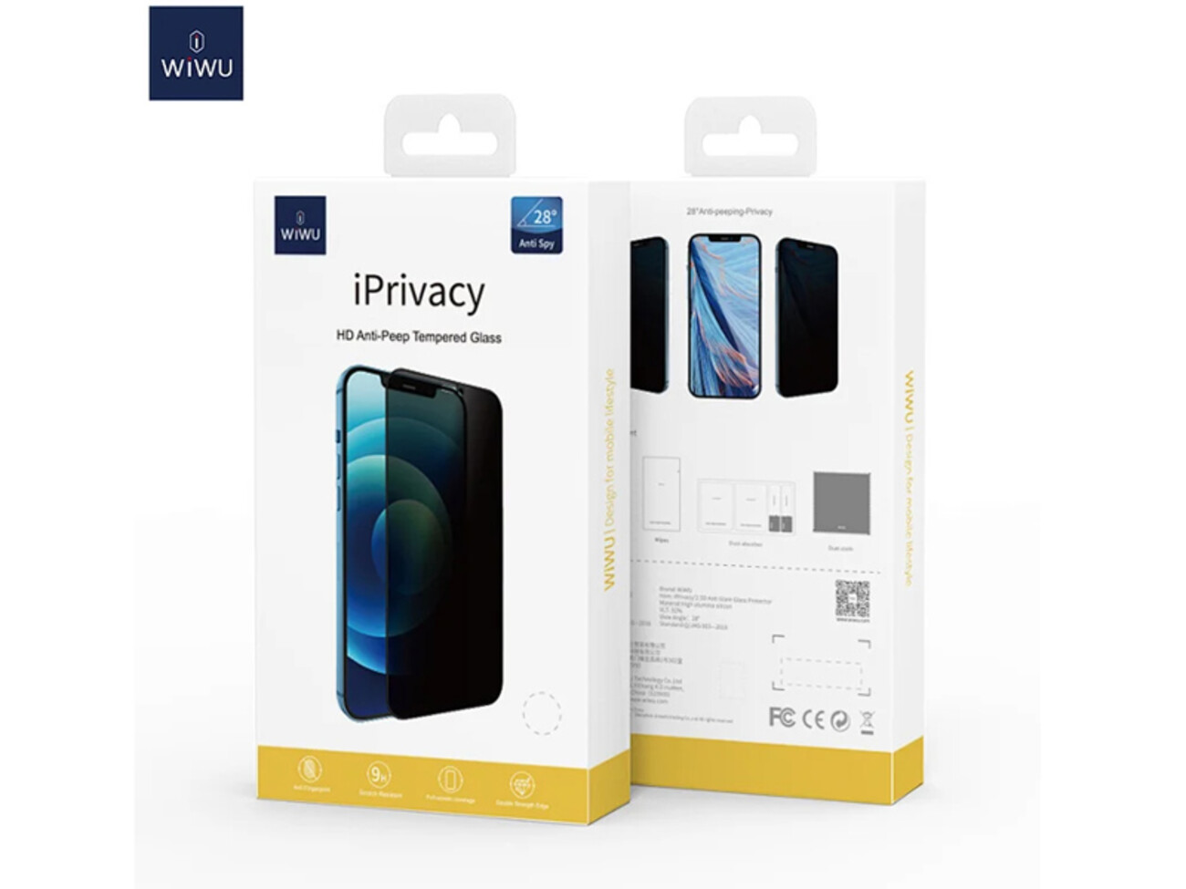 بهترین گلس حریم شحصی گوشی آیفون 14 پرو  6.1 اینچ ویوو   WiWU iPrivacy Tempered Glass For iP14 pro 6.1