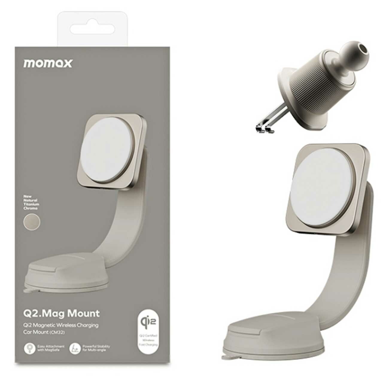 هولدر شارژر وایرلس 15 وات با دو پایه نصب مومکس CM32