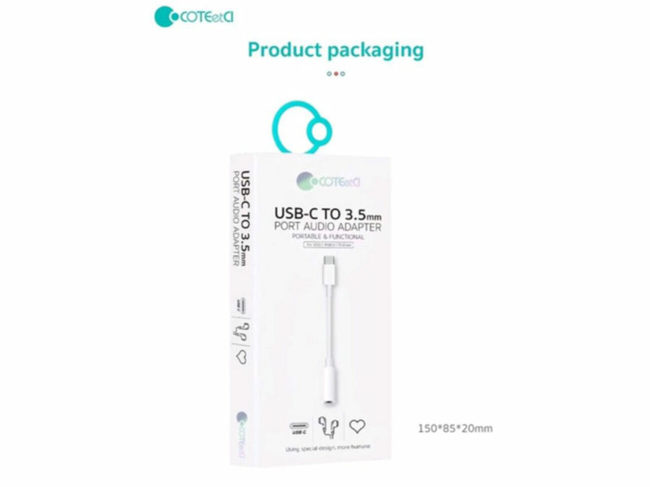 کابل صدای تایپ سی به جک 3.5 میلی‌متری کوتتسی 33012 Coteetci USB-C To 3.5mm audio