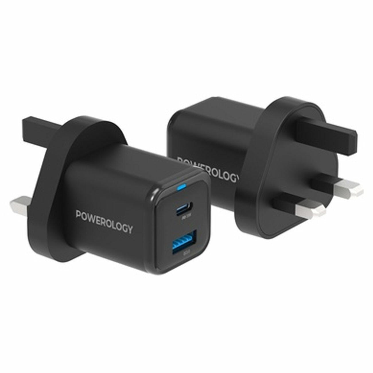 شارژر دیواری فست شارژ تایپ سی و یو اس بی 35 وات پاورولوژی PWCUQC023