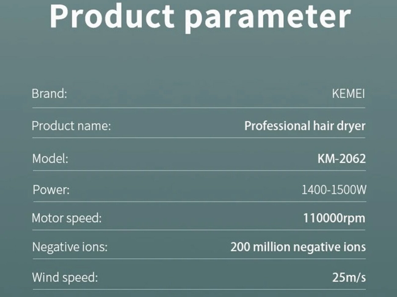 سشوار حرفه‌ای 1500 وات کیمی Kemey Km-2062 Professional Hair Dryer 1500W