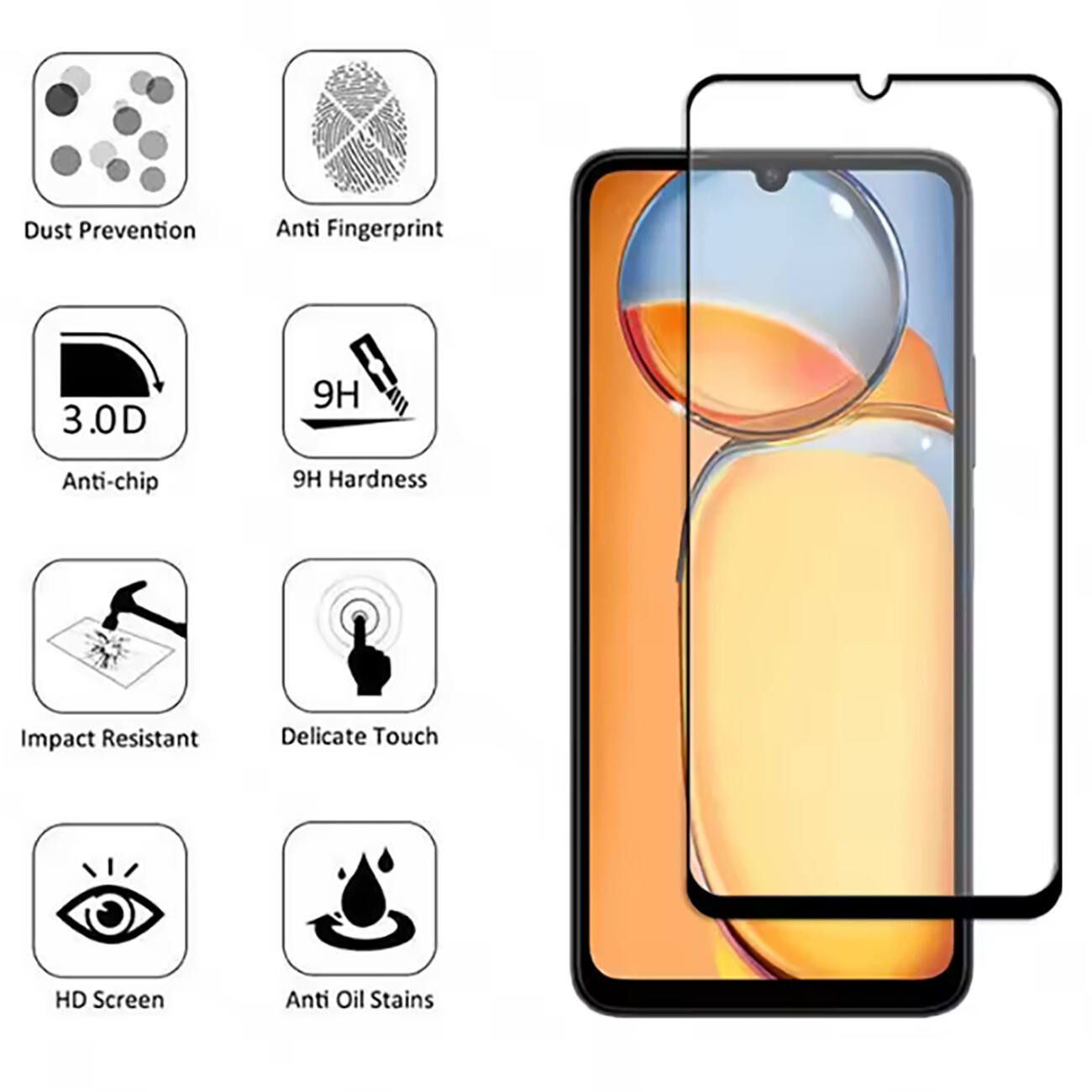 گلس شیشه‌ای آنتی استاتیک  مخصوص گوشی Xiaomi Redmi 13C / Poco C65