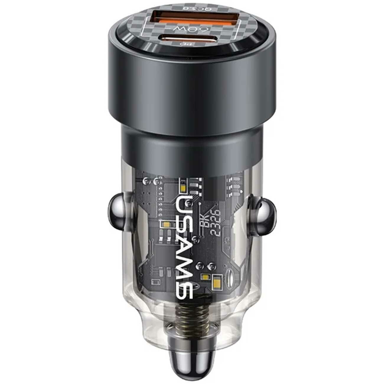 شارژر فندکی فست شارژ ماشین تایپ سی 60 وات طرح شفاف یوسامز US-CC208 C39