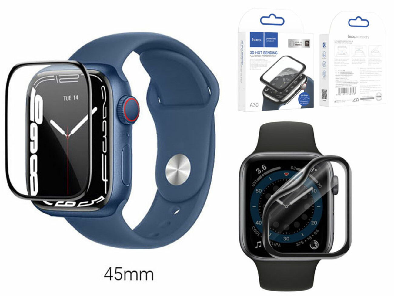 محافظ صفحهنمایش اپلواچ 7/ 45 میلیمتری هوکو hoco Screen protector for Apple Watch Series 7 45mm
