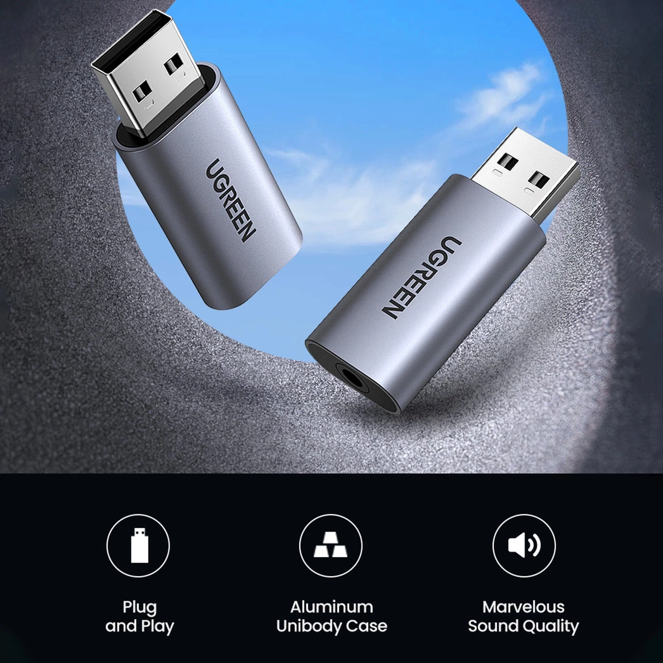 مبدل صدای USB به جک 3.5 میلی‌متری یوگرین