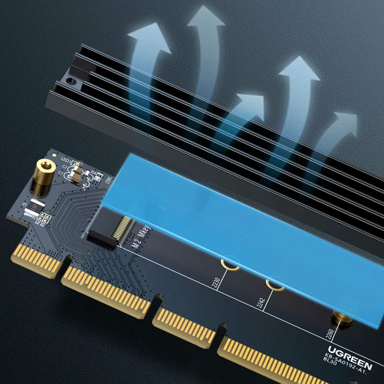 دفع حرارت کارت تبدیل PCIe 4.0 به M.2 NVMe یوگرین