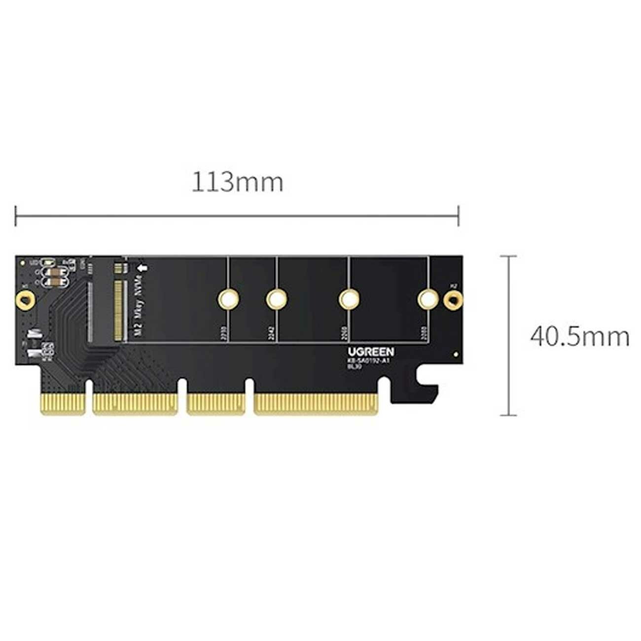 ابعاد کارت تبدیل PCIe 4.0 به M.2 NVMe یوگرین