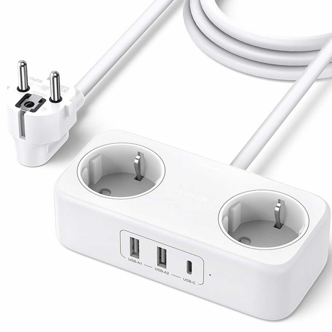 چندراهی برق دو سوکت و شارژر رومیزی یواسبی و تایپسی 30 وات یوگرین CD280 50683